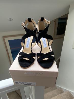 Jimmy Choo Black Suede Lottie Sandals 7