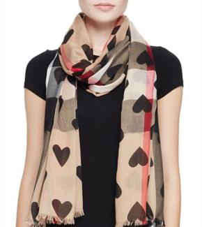 Burberry Heart Print Cashmere Blend Scarf 2