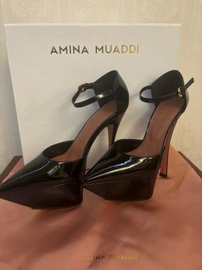 Amina Muaddi Black Patent Angelica Pumps 2