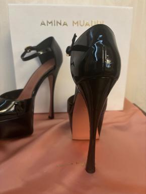 Amina Muaddi Black Patent Angelica Pumps 4