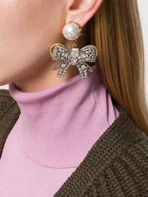 Miu Miu Bow Crystal And Faux Pearl Earrings 2