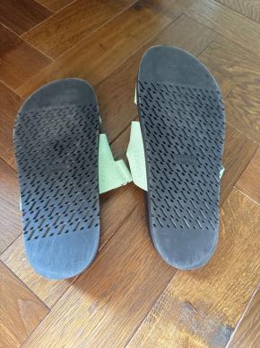 HERMESJade Vert Epsom Leather Chypre Sandals 38 5