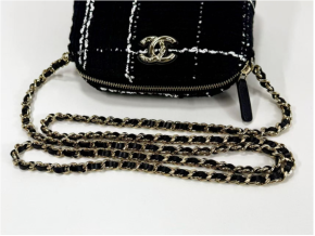 Chanel Black and White Tweed Bag 13