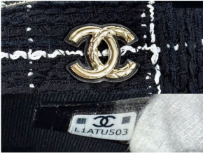 Chanel Black and White Tweed Bag 4