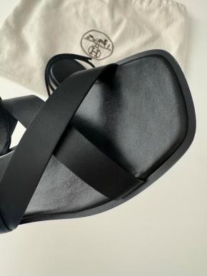 Hermes Black Leather Ines Sandals 11