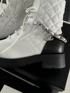 Chanel Quilted Leather Lace Up Boots 4