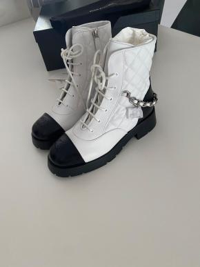 Chanel Quilted Leather Lace Up Boots 15