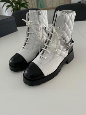 Chanel Quilted Leather Lace Up Boots 2
