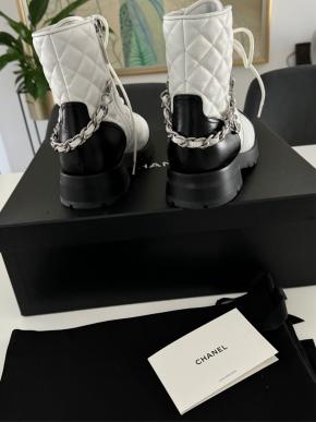 Chanel Quilted Leather Lace Up Boots 3