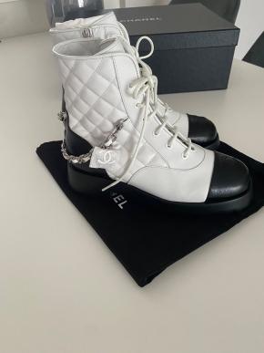 Chanel Quilted Leather Lace Up Boots 14