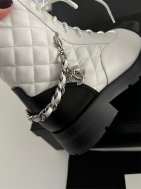Chanel Quilted Leather Lace Up Boots 5