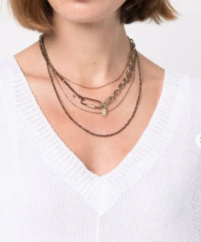 Brunello Brunello Cucinelli  Mixed-Media Multi-Strand Necklace in 18k gold plate 2