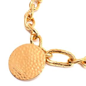 Jil Sander Circular Pendant Gold Tone Brass Necklace with Bashed Coin 3