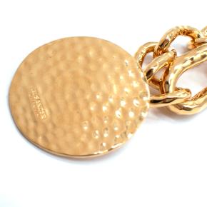 Jil Sander Circular Pendant Gold Tone Brass Necklace with Bashed Coin 5