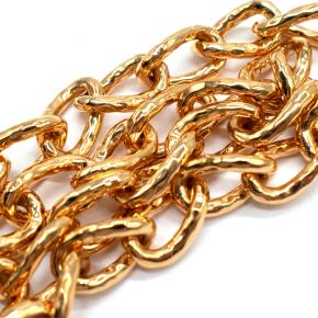Jil Sander Circular Pendant Gold Tone Brass Necklace with Bashed Coin 6