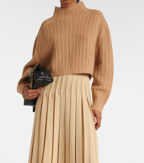 Max Mara Beige Hodeida Wool and Cashmere Knitted Jumper with Back Button Detailing 2