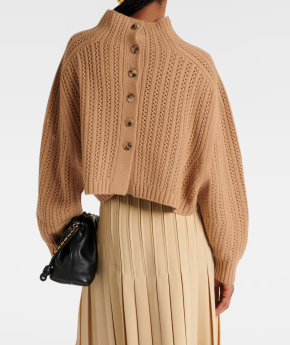 Max Mara Beige Hodeida Wool and Cashmere Knitted Jumper with Back Button Detailing 3