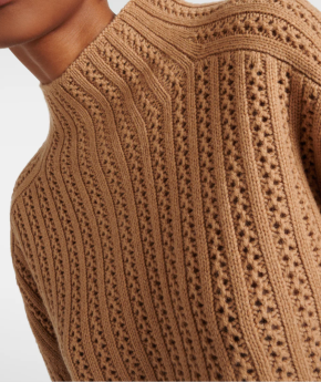 Max Mara Beige Hodeida Wool and Cashmere Knitted Jumper with Back Button Detailing 6