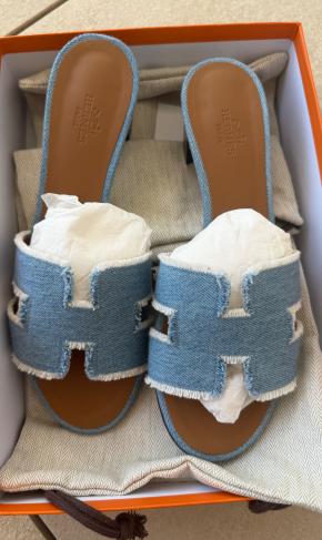 Hermes Denim Oasis Sandals 5