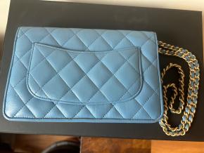 Chanel Blue Quilted Lambskin Wallet On A Chain 3