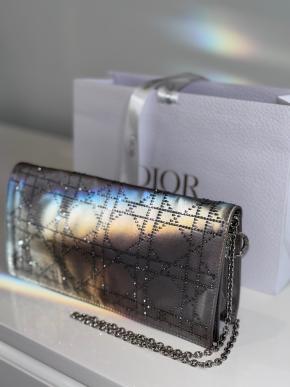Dior Embellished Silver Silk Evening Bag 10
