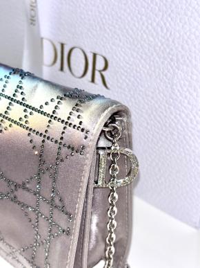 Dior Embellished Silver Silk Evening Bag 4
