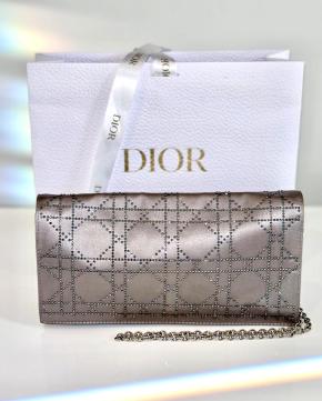 Dior Embellished Silver Silk Evening Bag 3