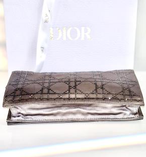 Dior Embellished Silver Silk Evening Bag 6