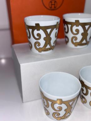 Hermes Balcon du Guadalquivir Porcelain Cups x4 5