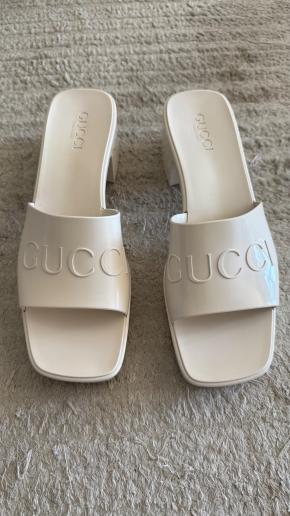 Gucci White Rubber Mules 4