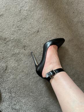 Jimmy Choo Black Leather Ankle Strap Pumps 6