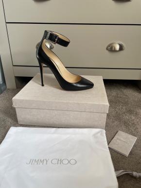 Jimmy Choo Black Leather Ankle Strap Pumps 3