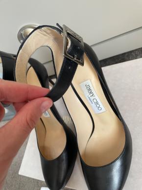 Jimmy Choo Black Leather Ankle Strap Pumps 5