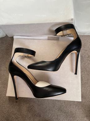 Jimmy Choo Black Leather Ankle Strap Pumps 10
