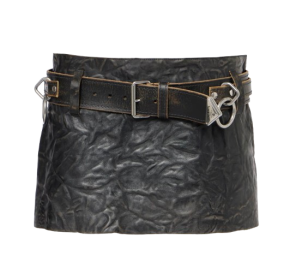 Prada Black Belted Leather Mini Skirt 3