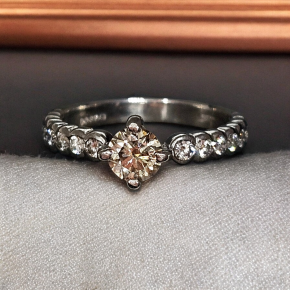 Bespoke Vintage Champagne Diamond Solitaire Ring 2