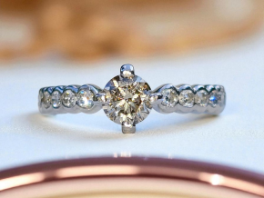 Bespoke Vintage Champagne Diamond Solitaire Ring 4
