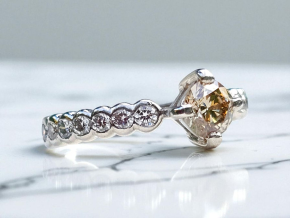 Bespoke Vintage Champagne Diamond Solitaire Ring 6