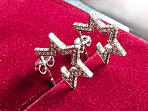 Tada & Toy White Gold And Diamond Star Earrings 5