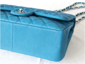Chanel Bright Blue Double Flap Bag With Silver Hardware 3