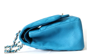 Chanel Bright Blue Double Flap Bag With Silver Hardware 4