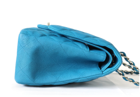 Chanel Bright Blue Double Flap Bag With Silver Hardware 11