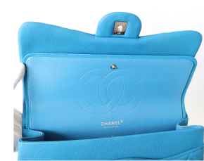 Chanel Bright Blue Double Flap Bag With Silver Hardware 7