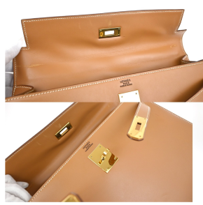 Hermes Tan With White Stitching Kelly 32cms 23