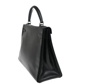 Hermes Black Kelly With Gold Hardware 32Cms 5