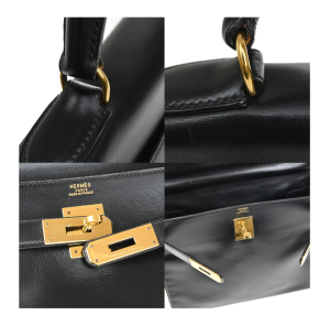 Hermes Black Kelly With Gold Hardware 32Cms 11