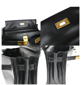 Hermes Black Kelly With Gold Hardware 32Cms 12