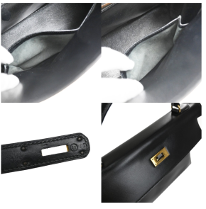Hermes Black Kelly With Gold Hardware 32Cms 7