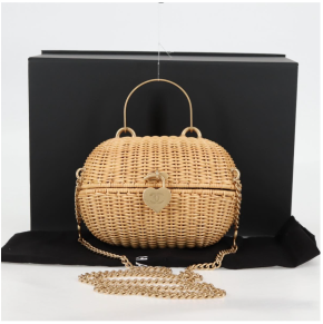 Chanel Heart Padlock Wicker Bag 16