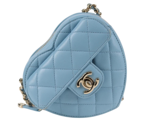Chanel Pale Blue Quilted Leather Heart Crossbody Bag 24